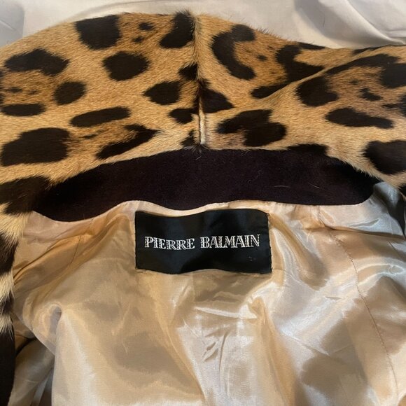 Vintage Genuine Ocelot Fur Collared Jacket with Matching Fur Top - Picture 4 of 16